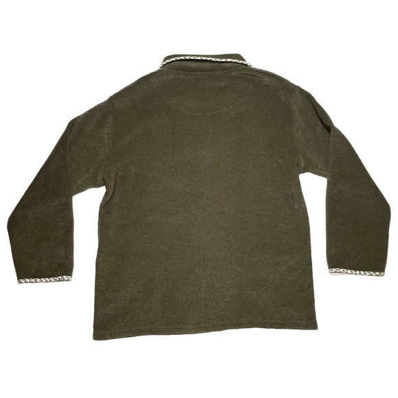 Vintage Fleece Cardigan Sz 12 Eclectic Grandma Cottage Novelty Cozy Soft Relax - Picture 2 of 11